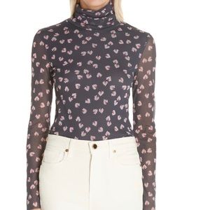 Ganni floral mesh turtleneck